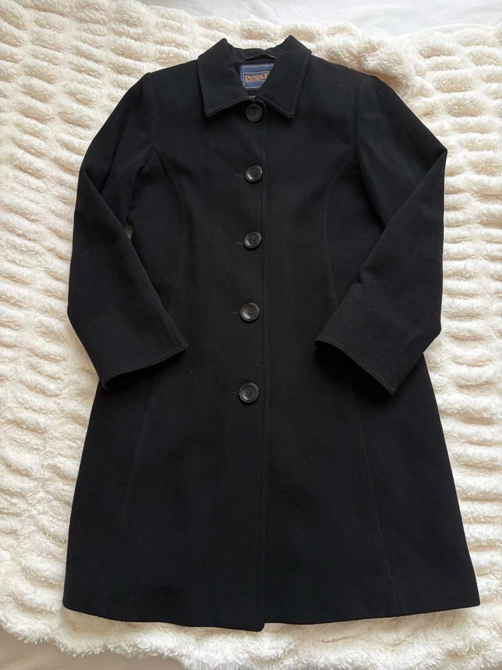 Pendleton Black Wool Button-Front Coat